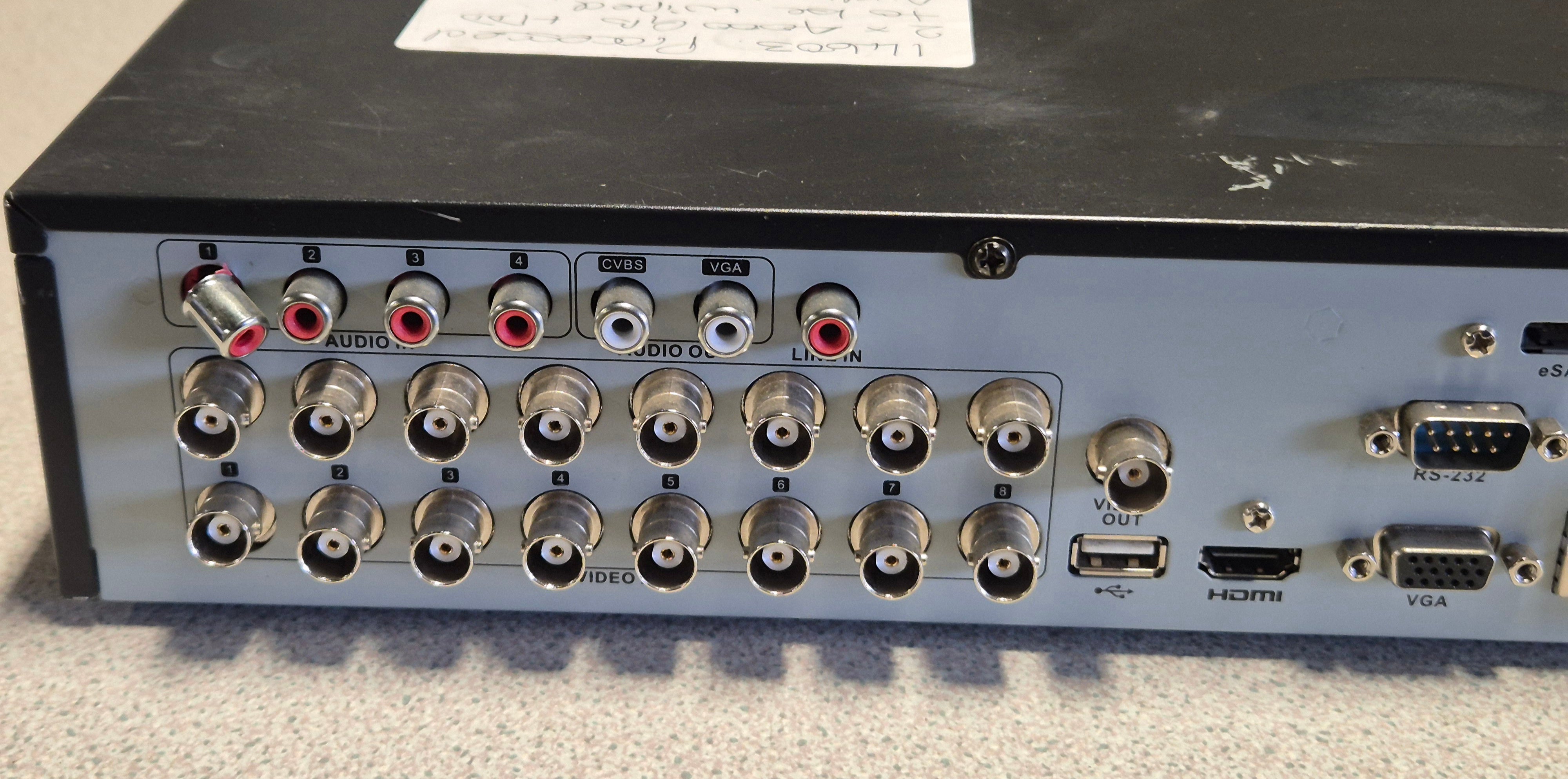 HIKVision 16 Channel Turbo HD DVR - 2x4TB HD - password reset - damaged connector - DVD requires new band ( DS-7316HQHI-SH ) USED
