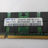 M470T5663QZ3-CF7 - Samsung 2GB 200p PC2-6400 CL6 16c 128x8 DDR2-800 2Rx8 1.8V SODIMM - Refurbished