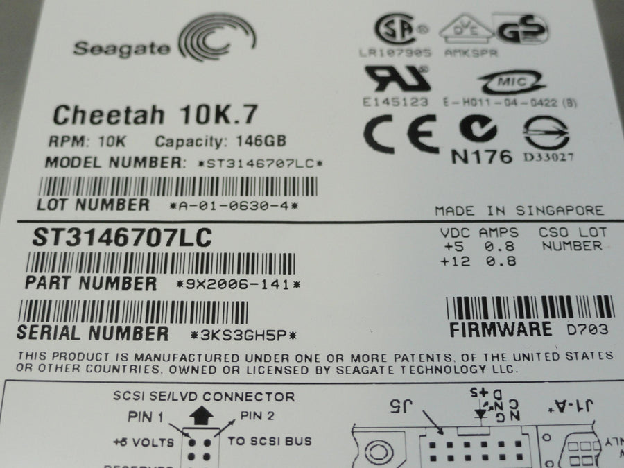 9X2006-141 - Seagate Dell 146Gb SCSI 80 Pin 10Krpm 3.5in HDD - Refurbished