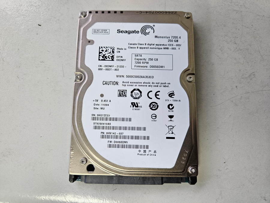 Seagate Dell 250GB SATA 7200rpm 2.5in HDD ( 9HV142-037 ST9250410AS 0XDNFF ) USED