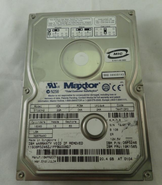 PR17968_5T020H2_Maxtor IBM 20Gb IDE 5400rpm 3.5in HDD - Image4