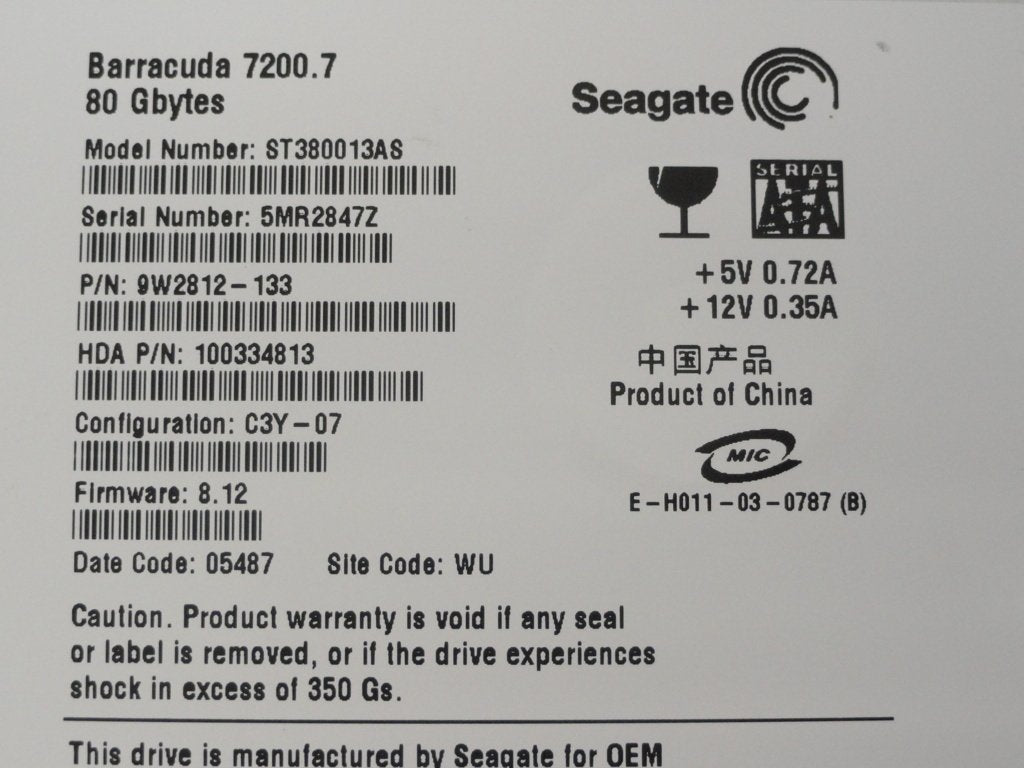 PR11904_9W2812-133_Seagate 80GB 7200RPM 3.5" SATA HDD - Image2