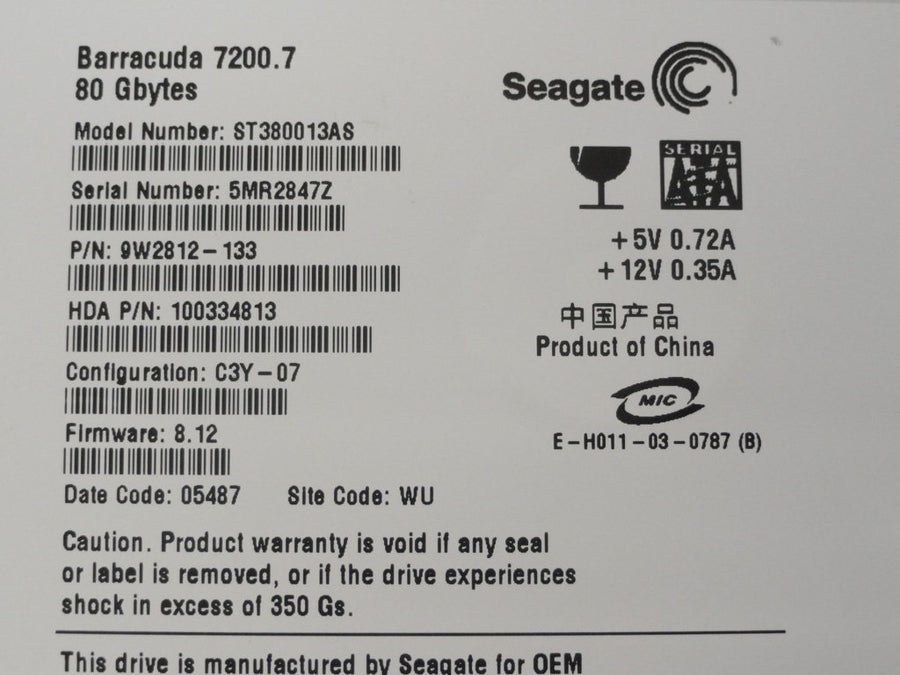PR11904_9W2812-133_Seagate 80GB 7200RPM 3.5" SATA HDD - Image2