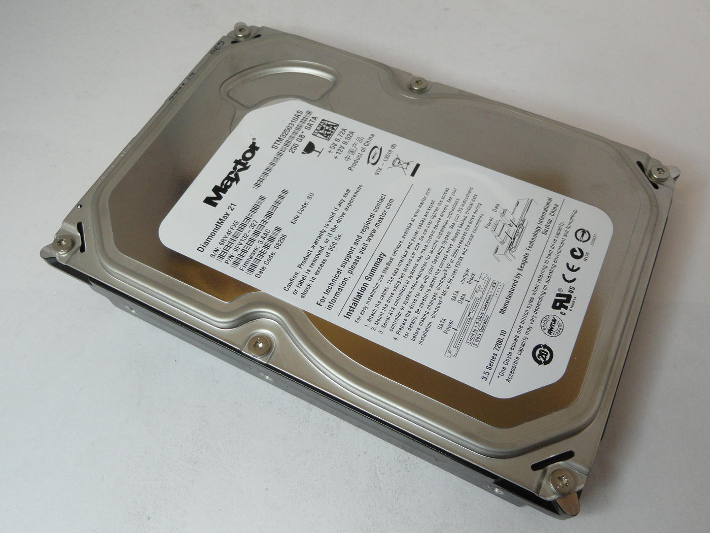 9FV132-327 - Maxtor 250GB SATA 7200rpm 3.5in DiamondMax 21 HDD - USED