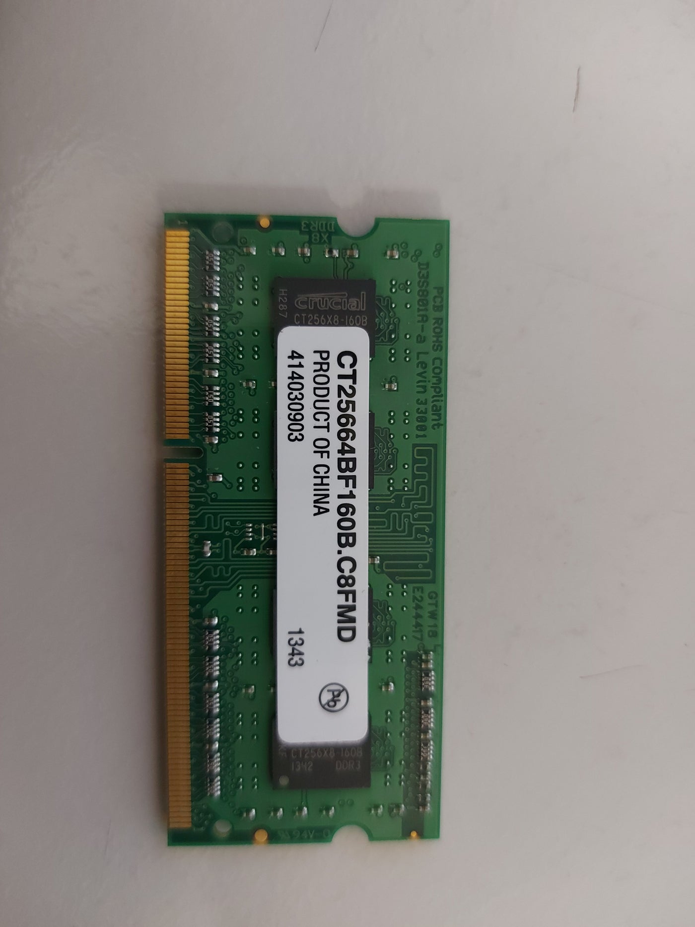 Crucial 2GB 204pin PC3 DDR3 SODIMM Memory Module CT25664BF160B.C8FMD