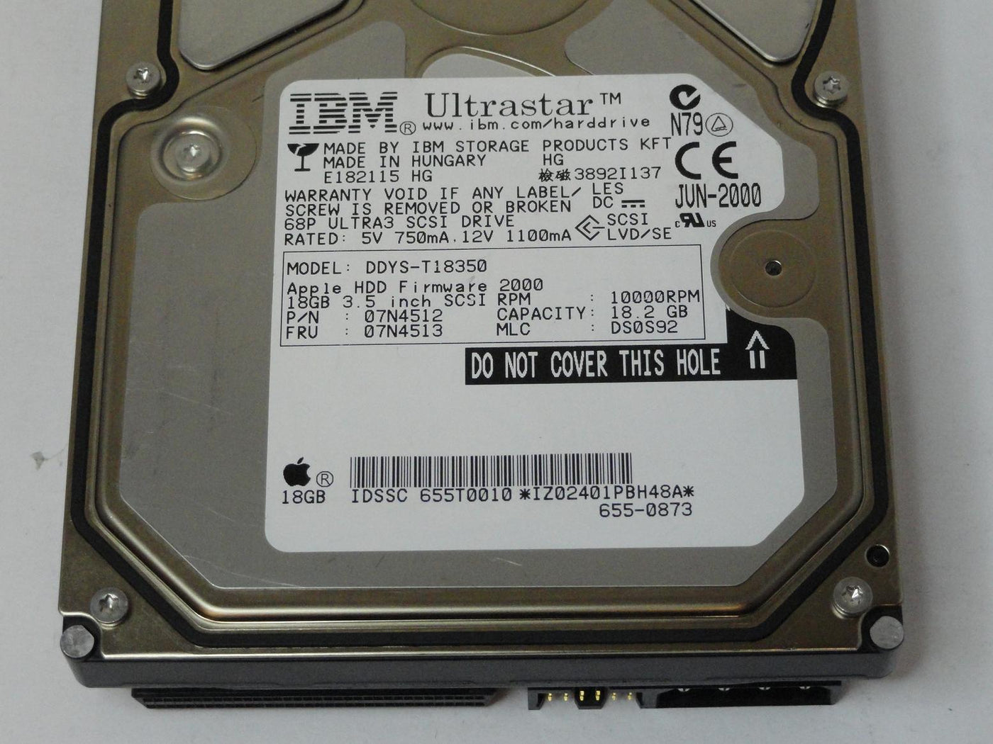 MC0115_07N4512_IBM Apple 18.2GB SCSI 68 Pin 10Krpm 3.5in HDD - Image3