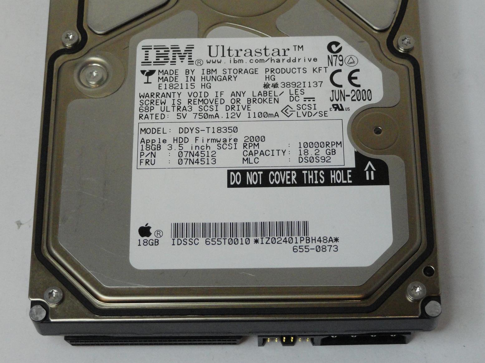 MC0115_07N4512_IBM Apple 18.2GB SCSI 68 Pin 10Krpm 3.5in HDD - Image3