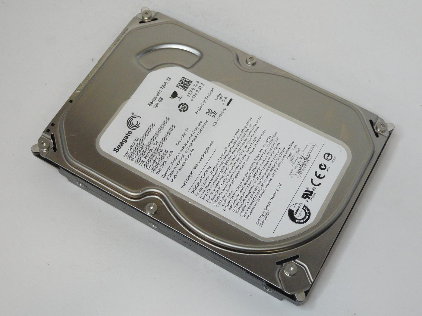 9YP13A-304 - Seagate 160GB SATA 7200rpm 3.5in Barracuda 7200.12 HDD - Refurbished