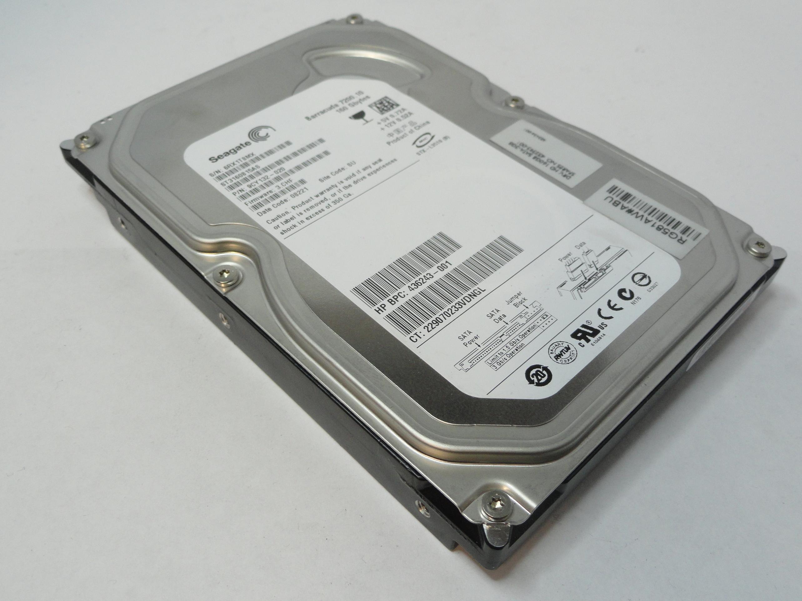 Seagate HP 160Gb SATA 7200rpm 3.5in HDD ( 9CY132-020 ST3160815AS 432393-001 436243-001   Seagate HP )