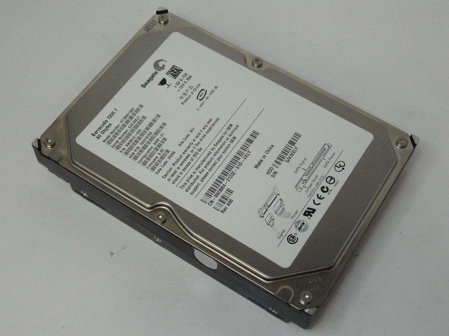 9W2812-033 - Seagate Dell 80GB SATA 7200rpm 3.5in Barracuda 7200.7 HDD - Refurbished