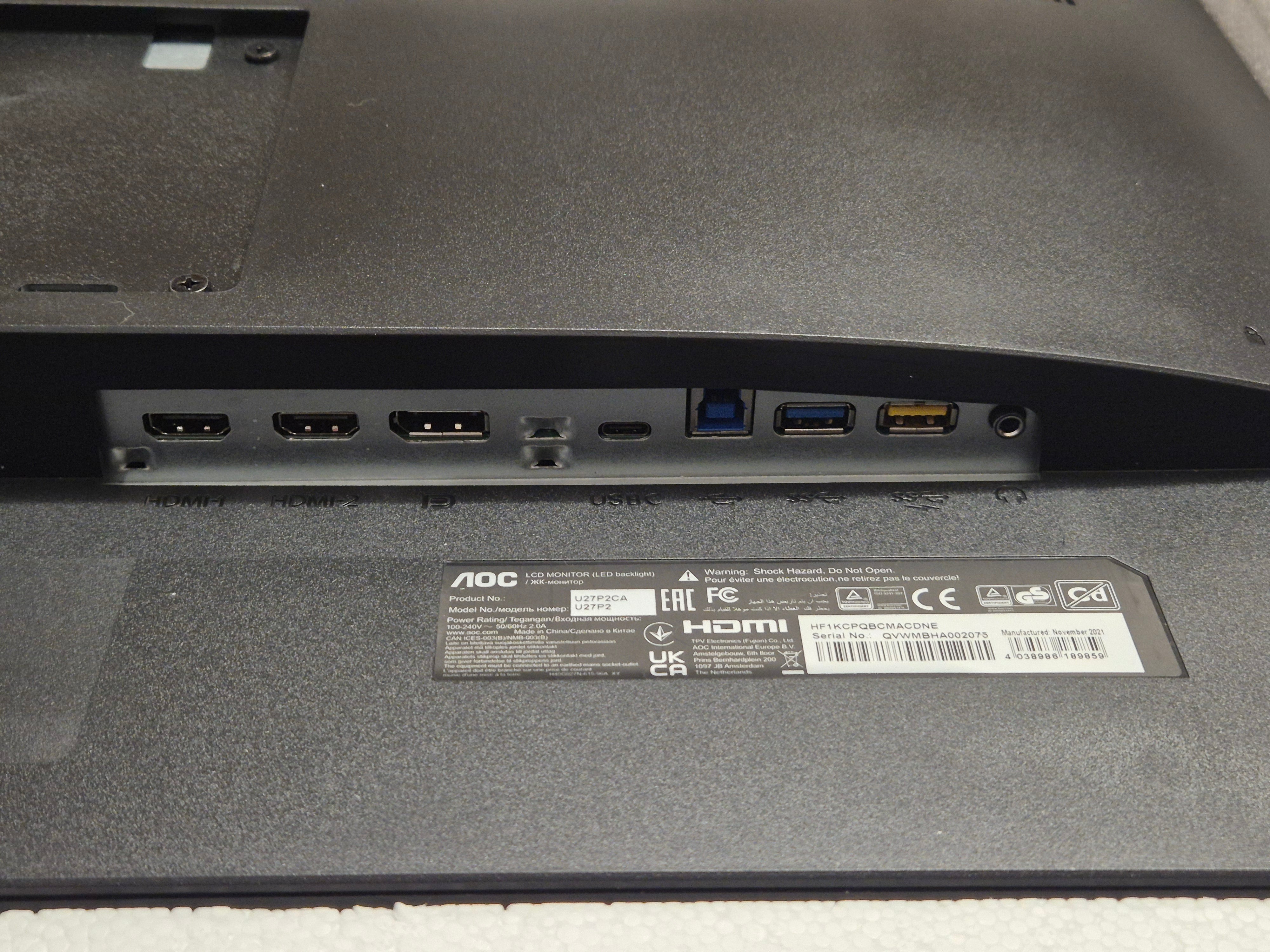 AOC U27P2 27in 4K UHD (3840 x 2160) Monitor boxed w/ stand + accessories ( U27P2CA ) USED Grade A