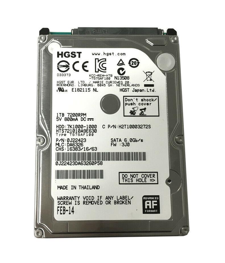 HGST 1TB SATA 7200rpm 2.5in HDD ( HTS721010A9E630 0J22423 H2T10003272S 7K1000-1000 ) USED