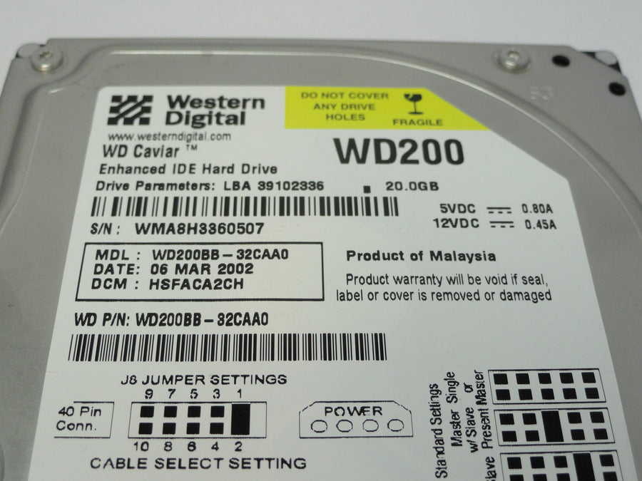 WD200BB-32CAA0 - Western Digital 20Gb IDE 7200rpm 3.5in HDD - Refurbished
