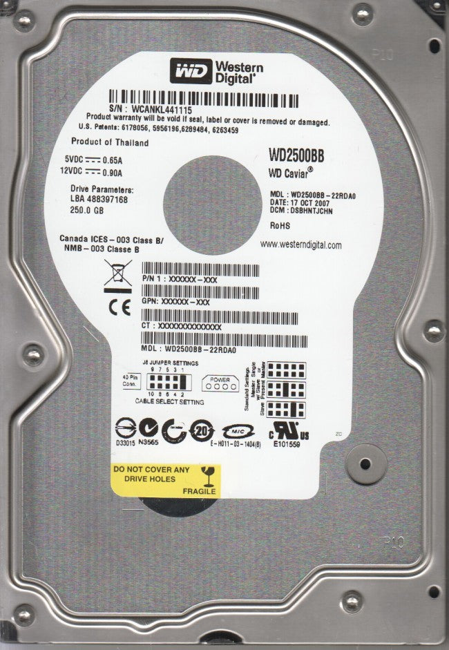 Western Digital 250GB IDE 7200rpm 3.5in HDD ( WD2500BB-22RDA0 ) REF