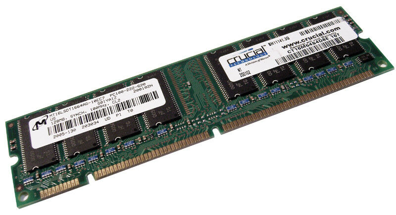 Micron 128MB PC100 100MHz non-ECC Unbuffered CL2 168-Pin DIMM Memory Module ( MT16LSDT1664AG-10EC7 ) REF