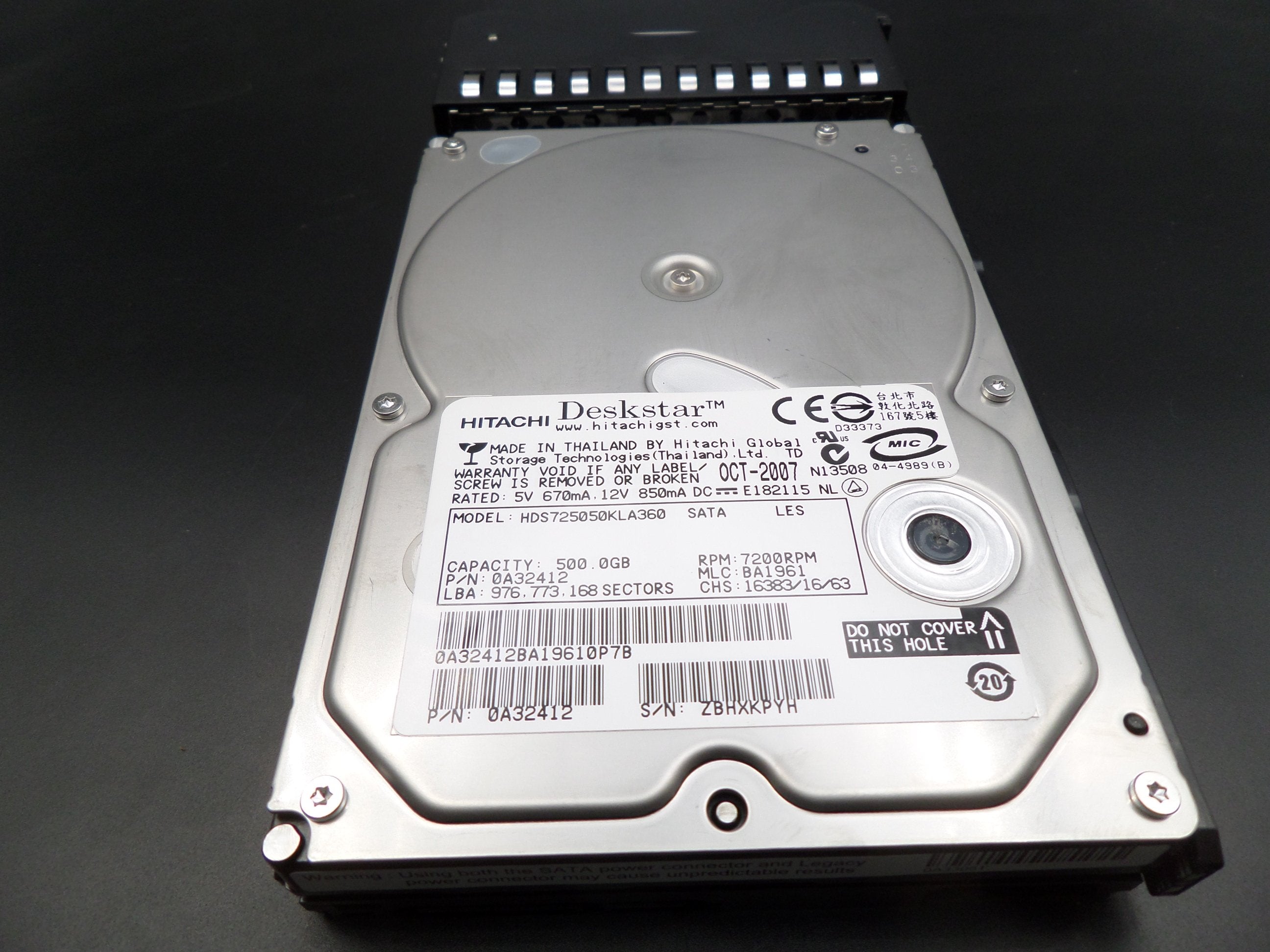 Hitachi 500GB SATA 7200rpm 3.5in HDD ( 0A32412 HDS725050KLA360 ) REF