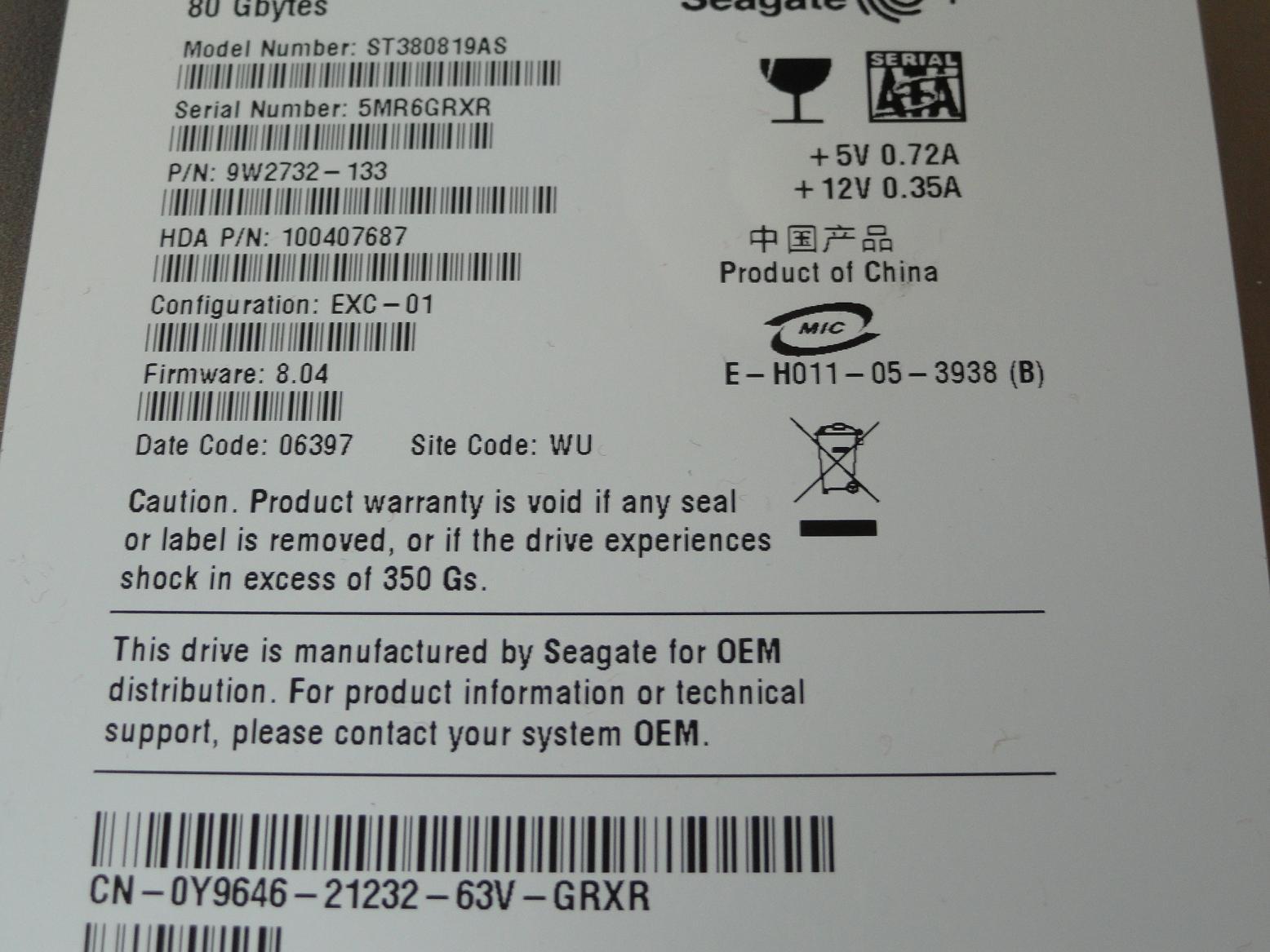 PR00594_9W2732-133_Seagate Dell 80GB SATA 7200rpm 3.5in HDD - Image2