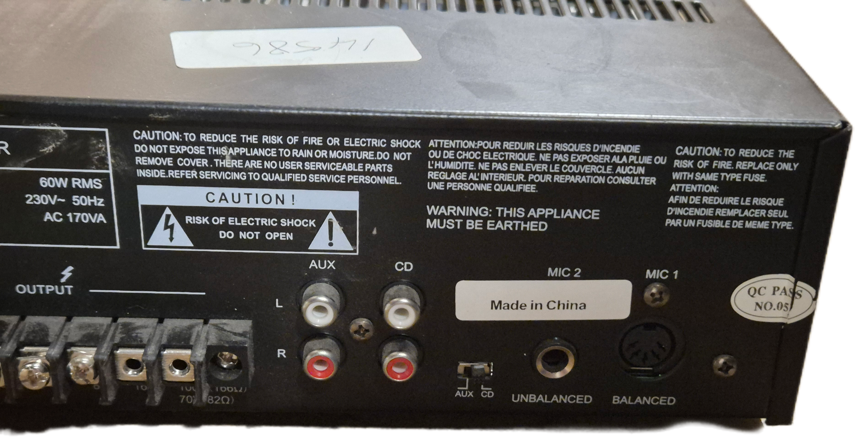 MajorCom 60W Mixer Amplifier ( MX60 ) USED