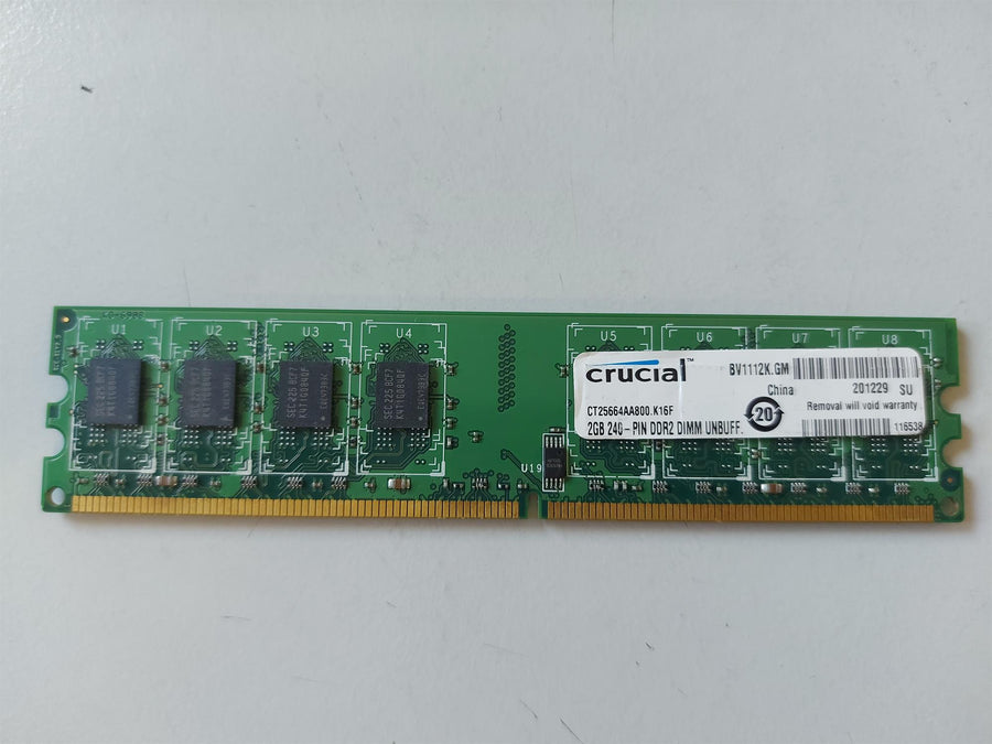Crucial 2GB PC2-6400 DDR2-800MHz non-ECC Unbuffered CL6 240-Pin DIMM Dual Rank Memory Module (CT25664AA800.K16F)