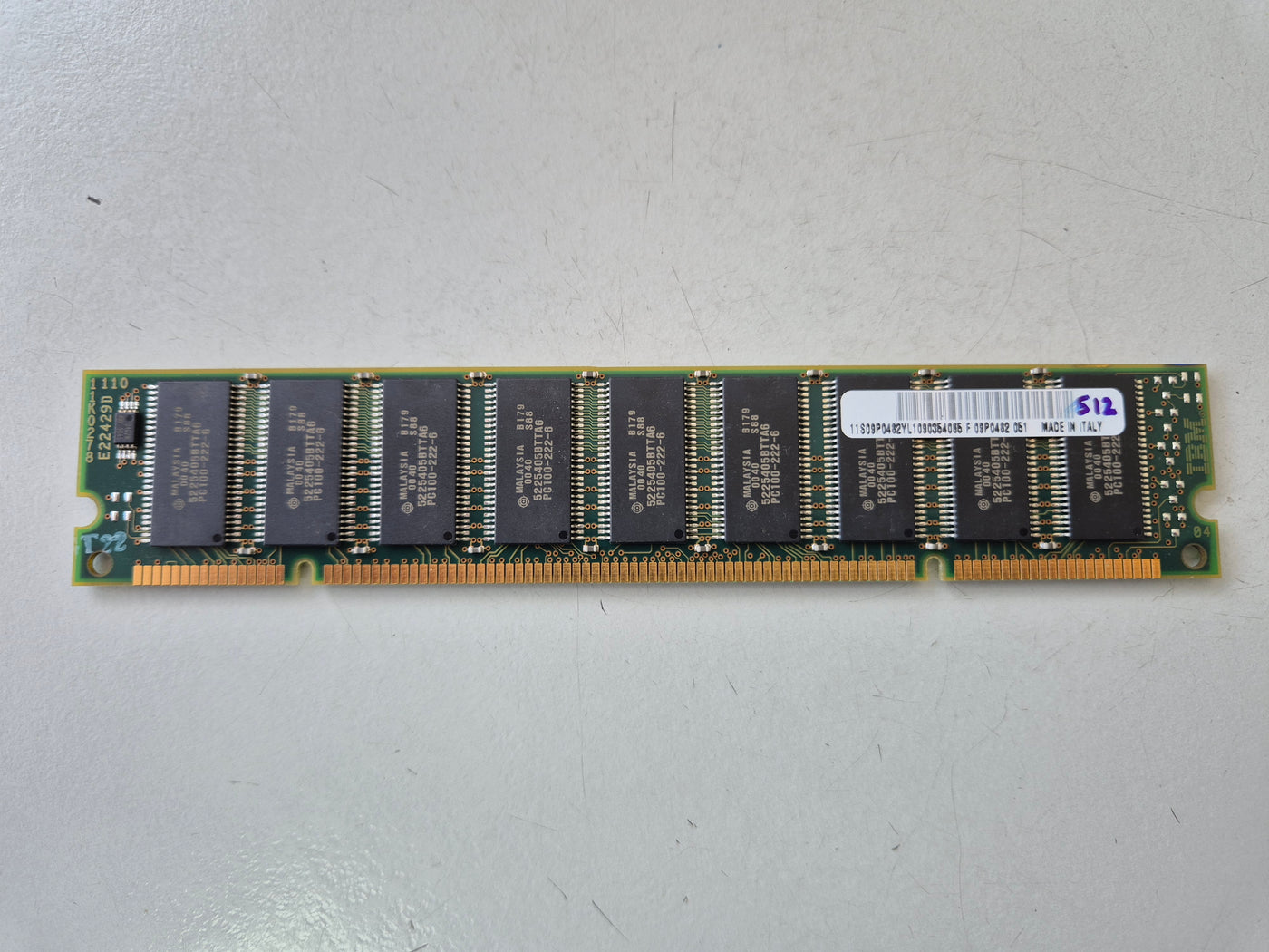 IBM 512MB 100MHz PC100 ECC CL2 200-Pin DIMM Memory Module ( 09P0482 ) REF
