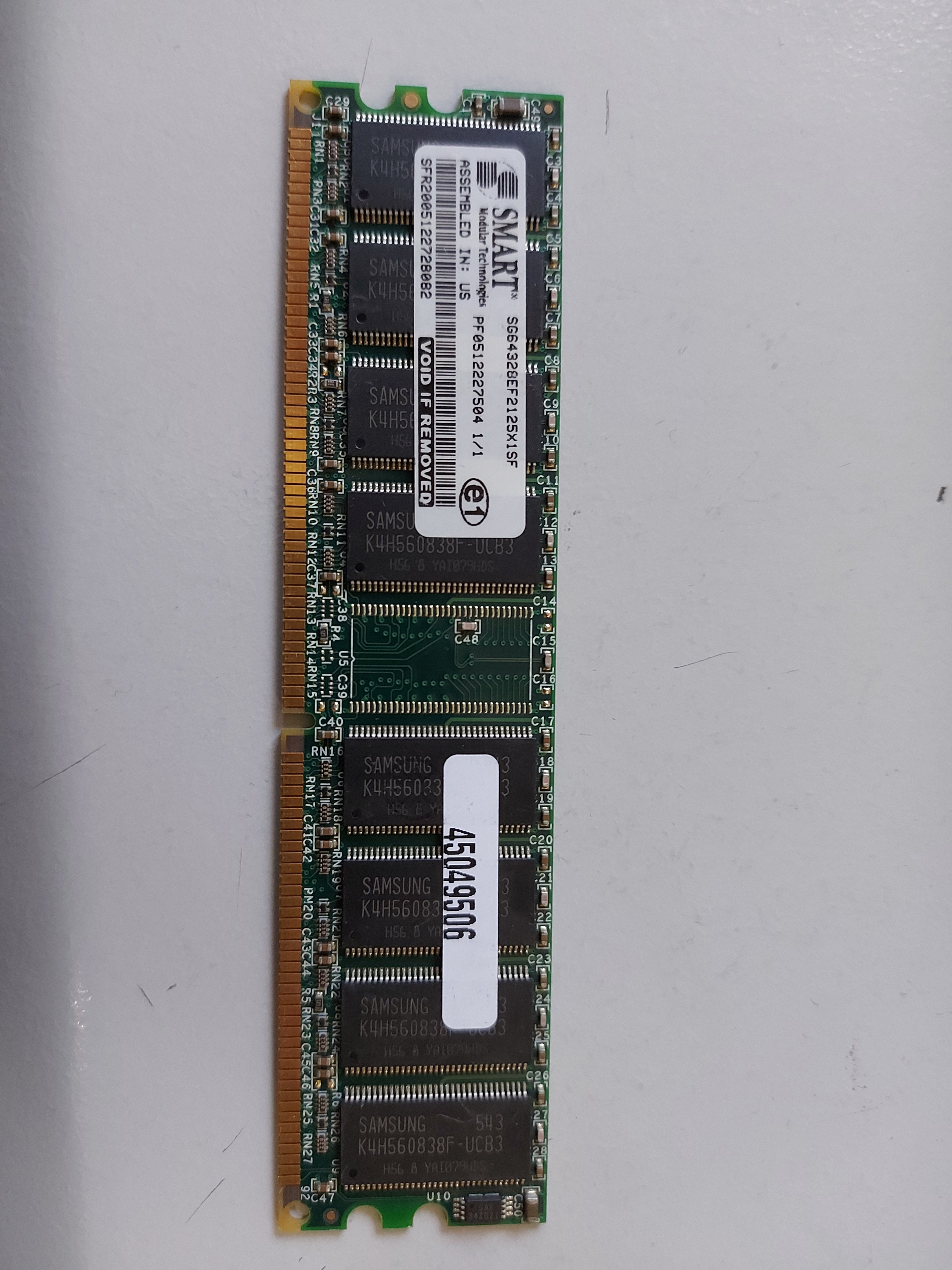 Smart 256MB 184Pin PC2700 DDR SDRAM DIMM Memory Module SG64328EF2125X1SF