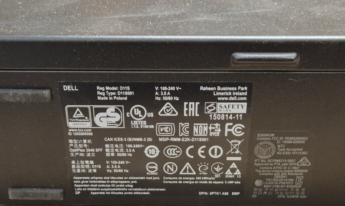 Dell Optiplex 3040 SFF 500GB HDD DVD 4GB RAM i3-6100 3.7GHz Win10 wifi present w/ antenna ( D11S001 ) USED Grade A boxed 