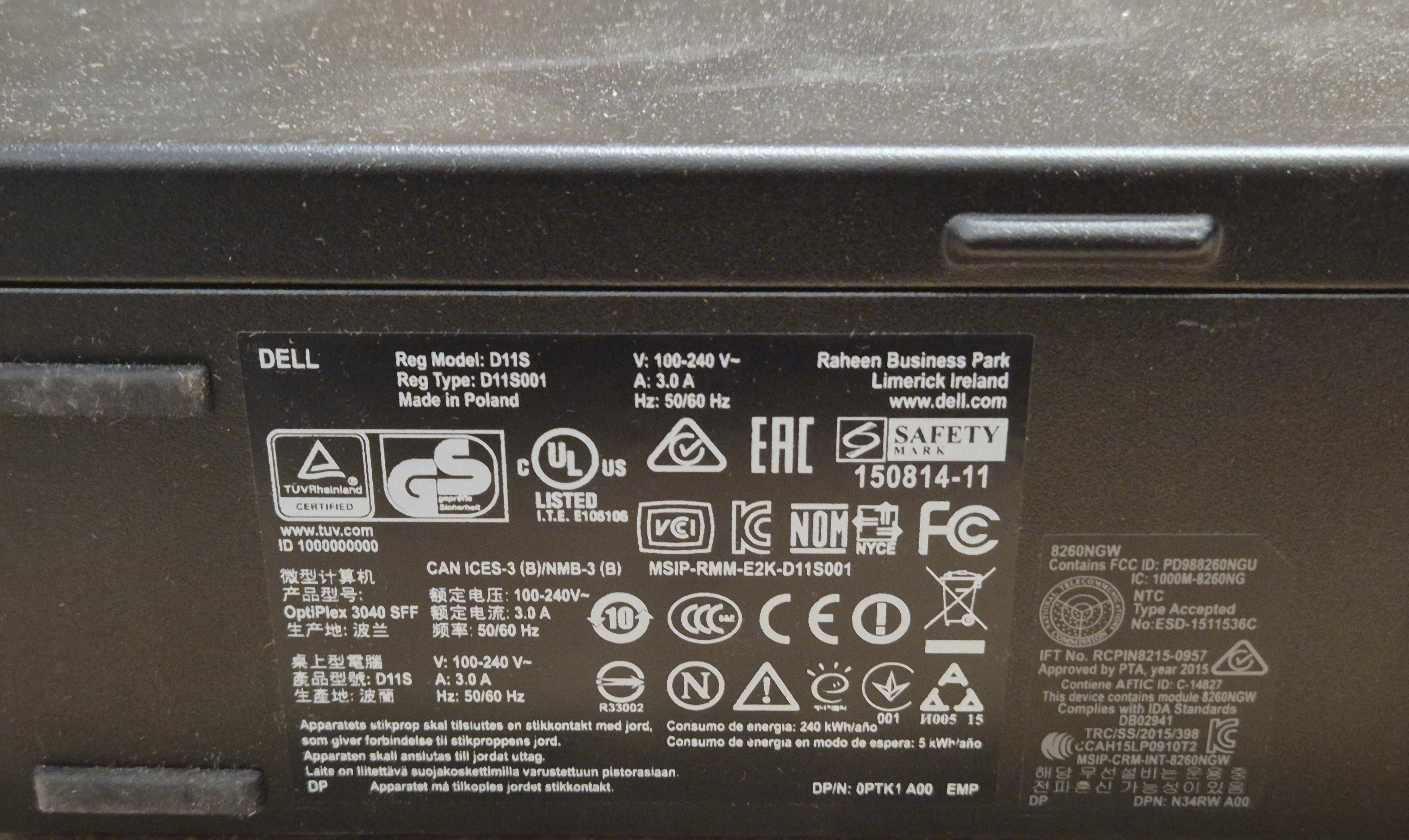 Dell Optiplex 3040 SFF 500GB HDD DVD 4GB RAM i3-6100 3.7GHz Win10 wifi present w/ antenna ( D11S001 ) USED Grade A boxed 