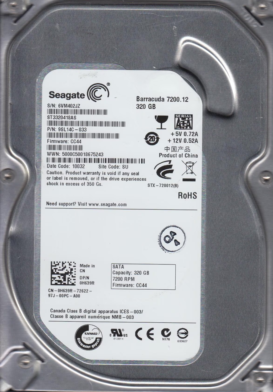 Seagate Dell 320GB SATA 3.5" HDD ( 9SL14C-033 ST3320418AS 0H639R ) REF