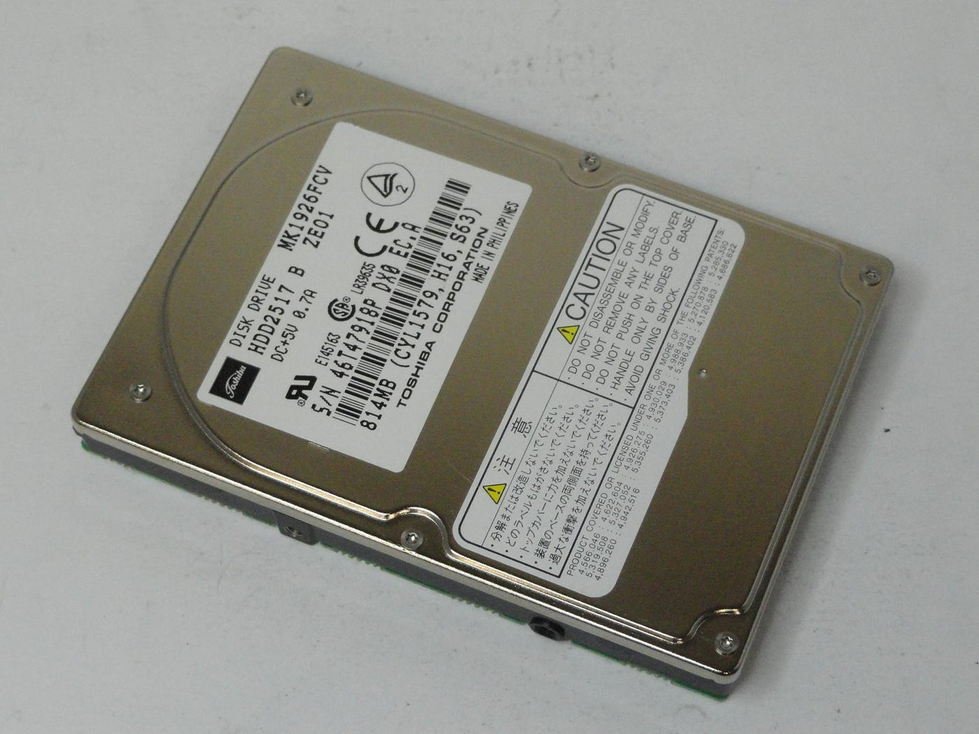 HDD2517 - Toshiba 814MB IDE 4200rpm 2.5in HDD - Refurbished
