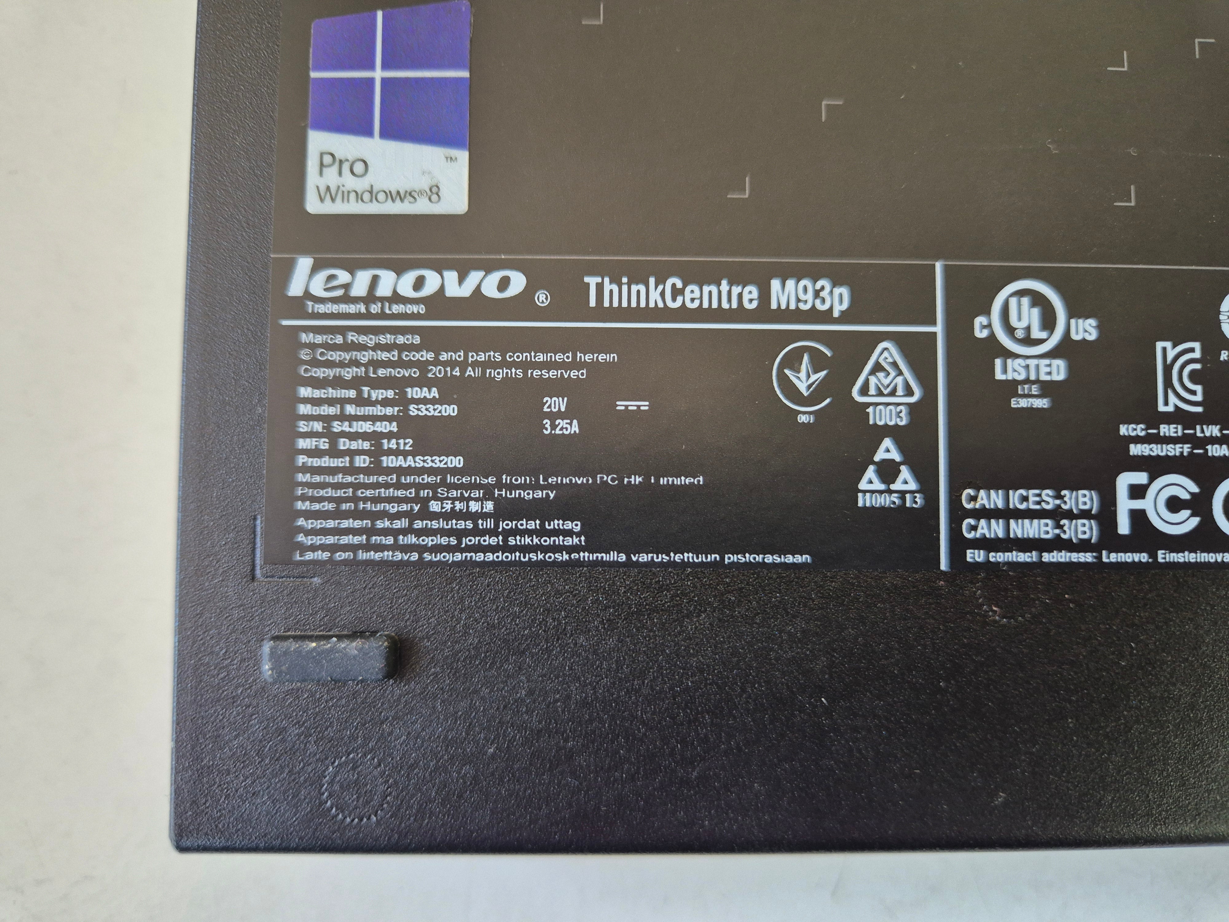 Lenovo Thinkcentre M93P Tiny Desktop PC NO PSU ( M93P S33200 10AA ) USED