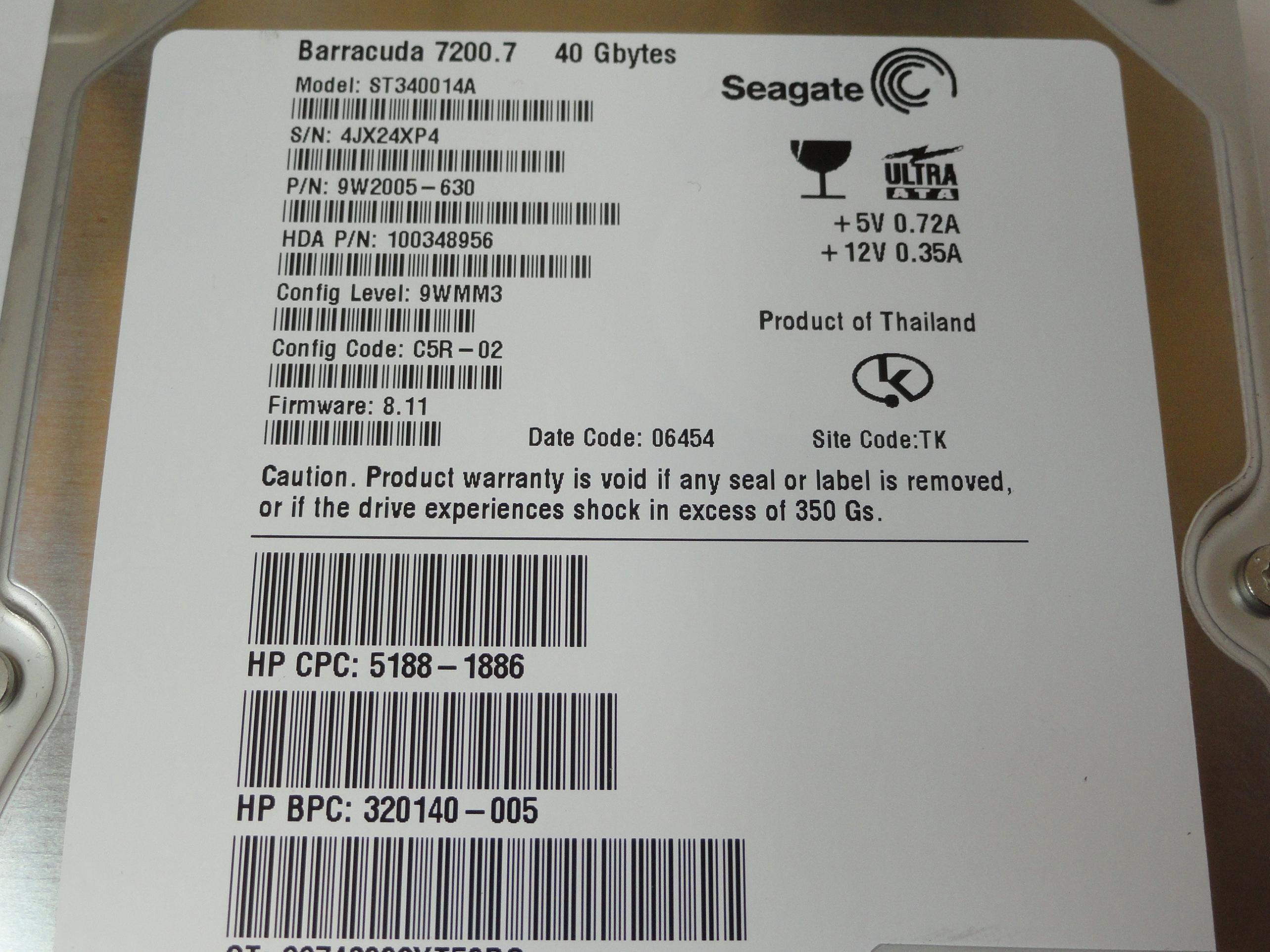 9W2005-630 - Seagate HP 40Gb IDE 7200rpm 3.5in HDD - Refurbished