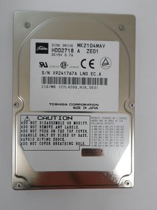 MK2104MAV - Toshiba 2.5" IDE 2.1GB HDD - Refurbished