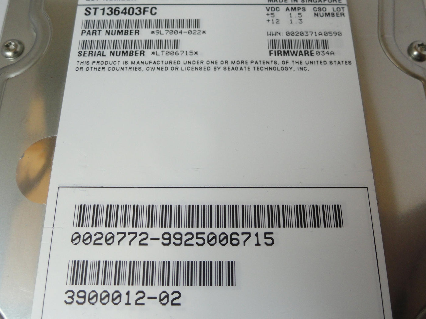 PR23005_9L7004-022_Seagate SUN 36Gb Fibre Channel 10Krpm 3.5in HDD - Image2