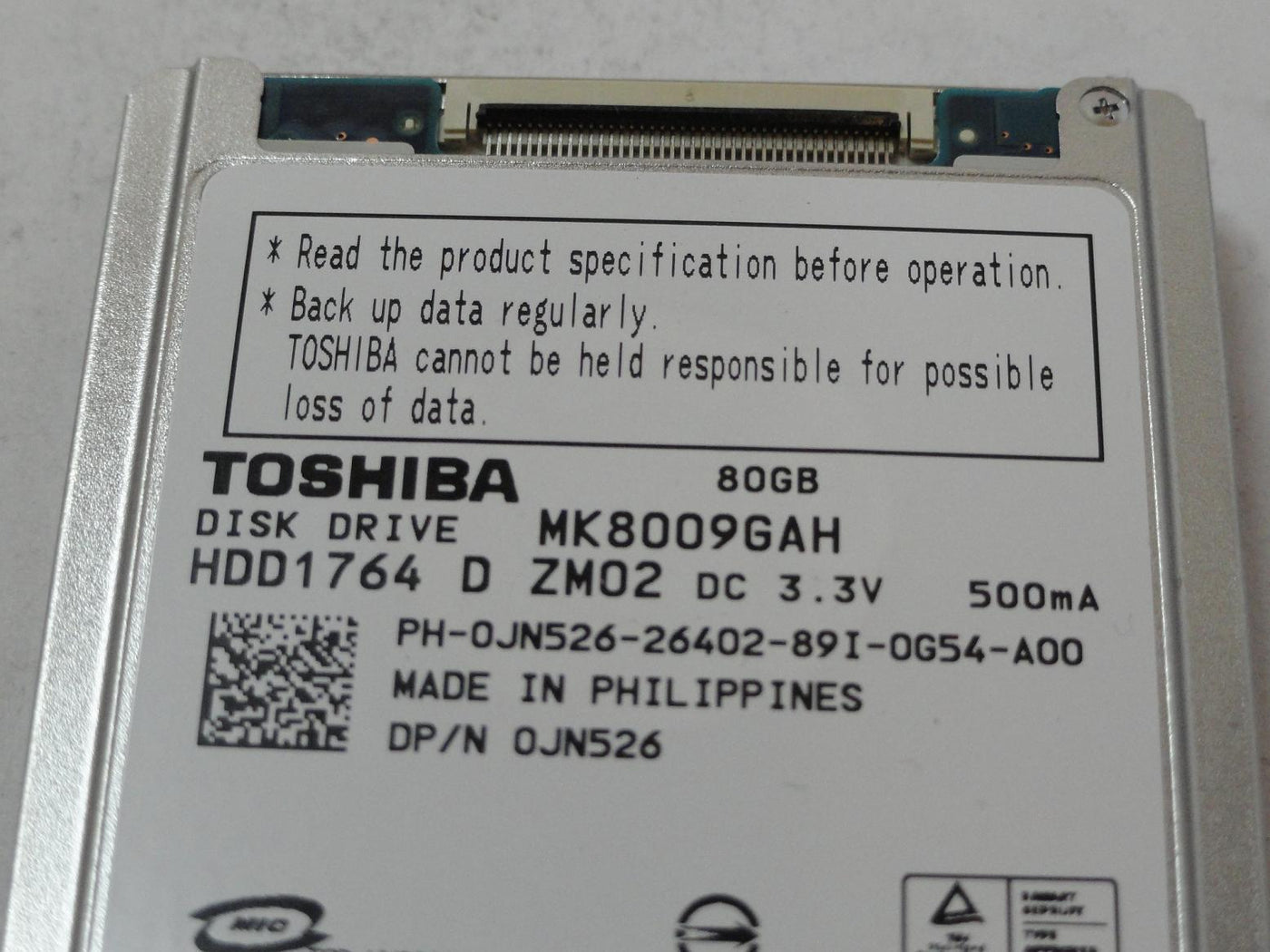 PR23922_HDD1764_Toshiba Dell 80GB ZIF 4200rpm 1.8in HDD - Image3