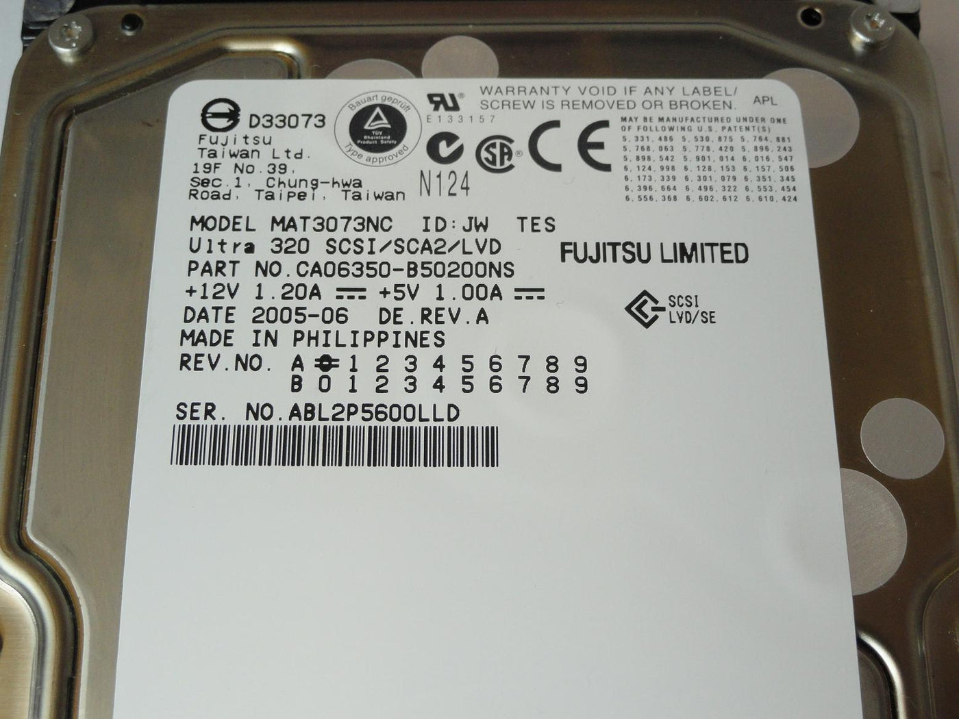 PR23030_CA06350-B50200NS_Fujitsu 73Gb SCSI 80 Pin 10Krpm 3.5in HDD - Image4