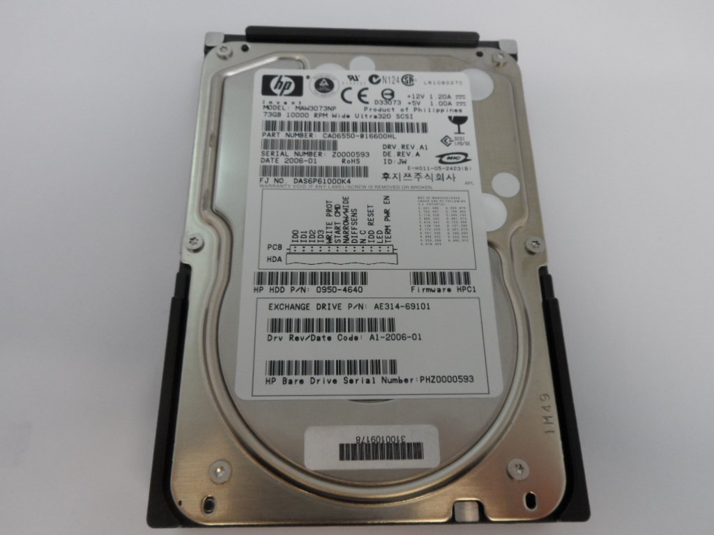 Fujitsu HP 73Gb SCSI 68 Pin 10Krpm 3.5in HDD ( CA06550-B16600HL MAW3073NP 0950-4640 AE314-69101 ) REF