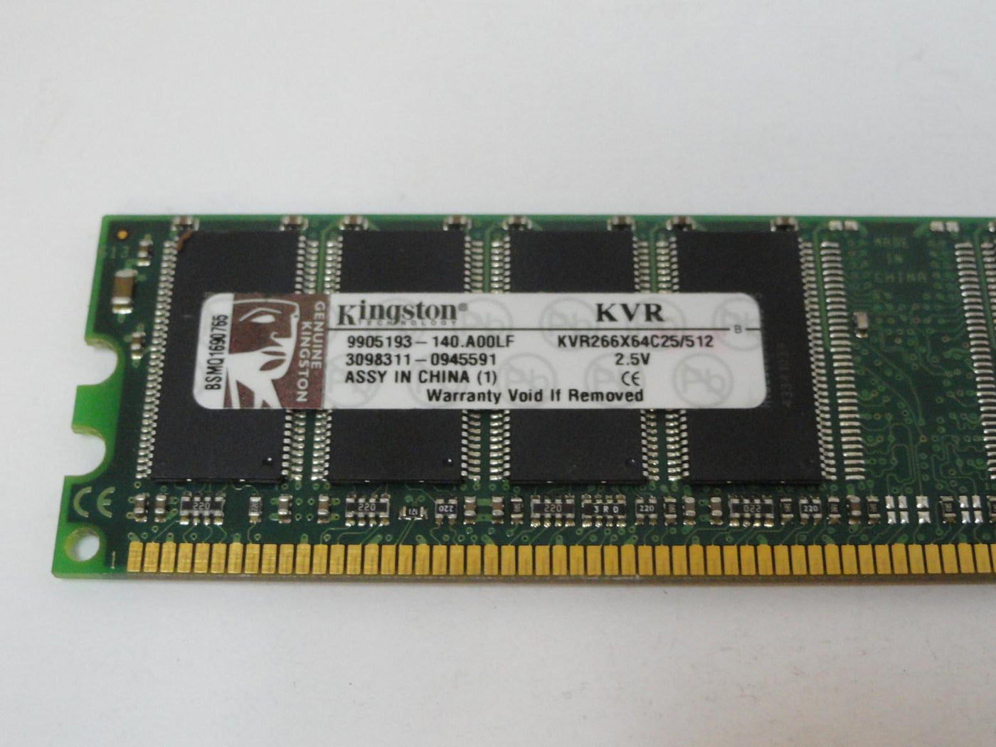 Kingston 512MB PC2100 DDR-266MHz DIMM RAM ( 9905193-140.A00LF KVR266X64C25/512 ) USED