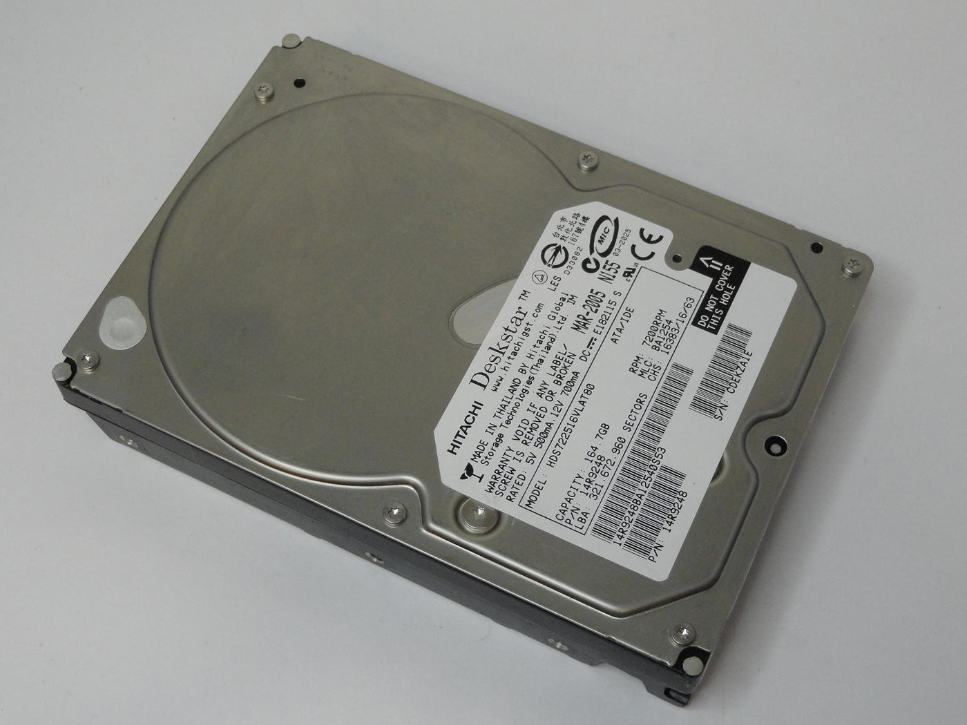 14R9248 - Hitachi Deskstar 164.7GB IDE 7200rpm 3.5in HDD - USED