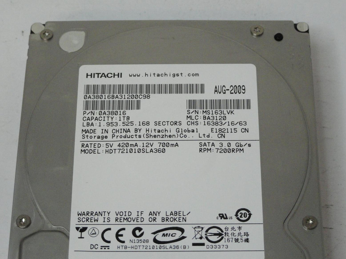 PR25170_0A38016_Hitachi 1TB SATA 7200rpm 3.5in HDD - Image3