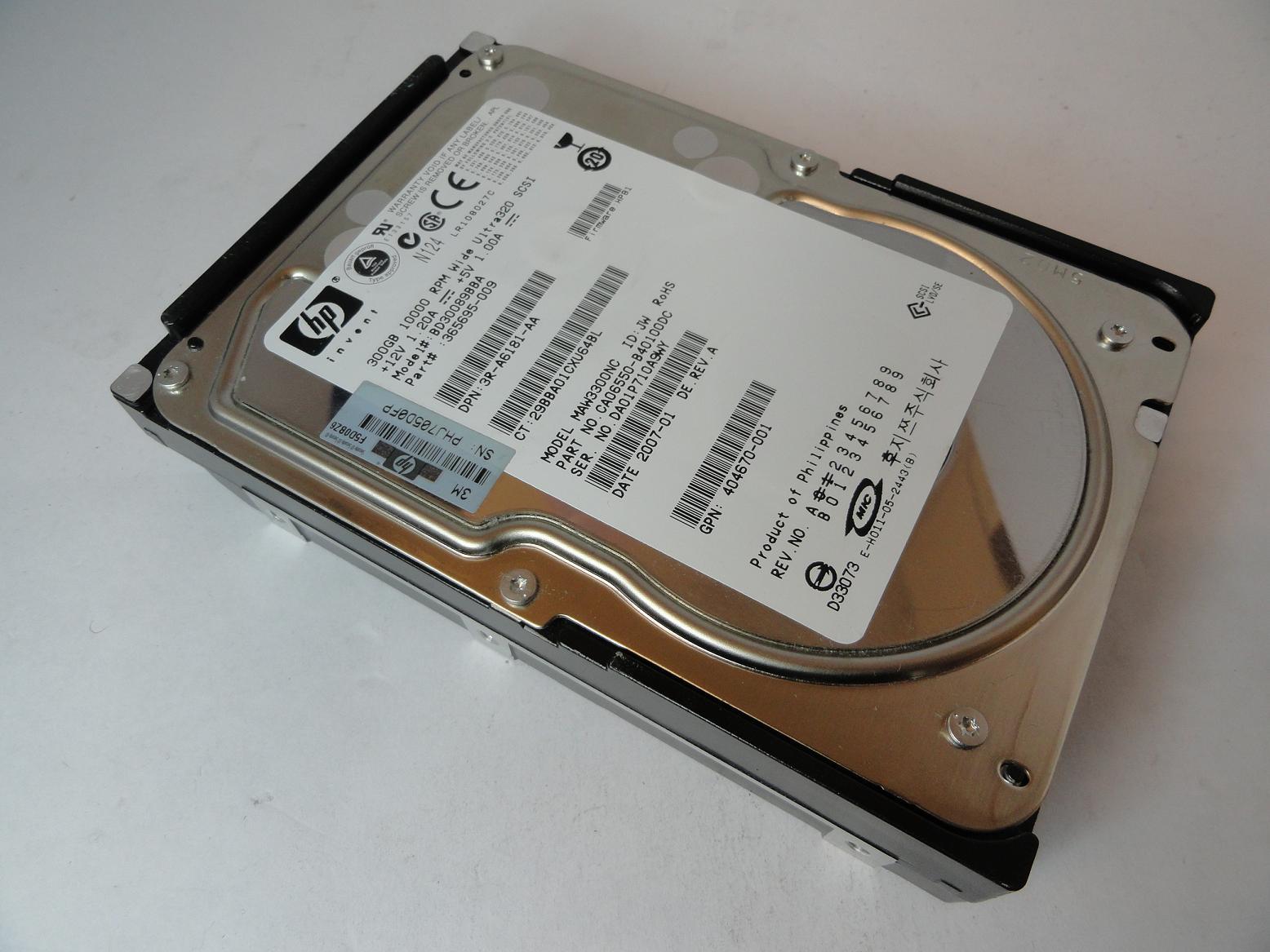 HP Fujitsu 300GB SCSI 80 Pin 10Krpm 3.5in HDD ( CA06550-B40100DC MAW3300NC 365695-009 BD30089BBA 404670-001 3R-A6181-AA ) REF