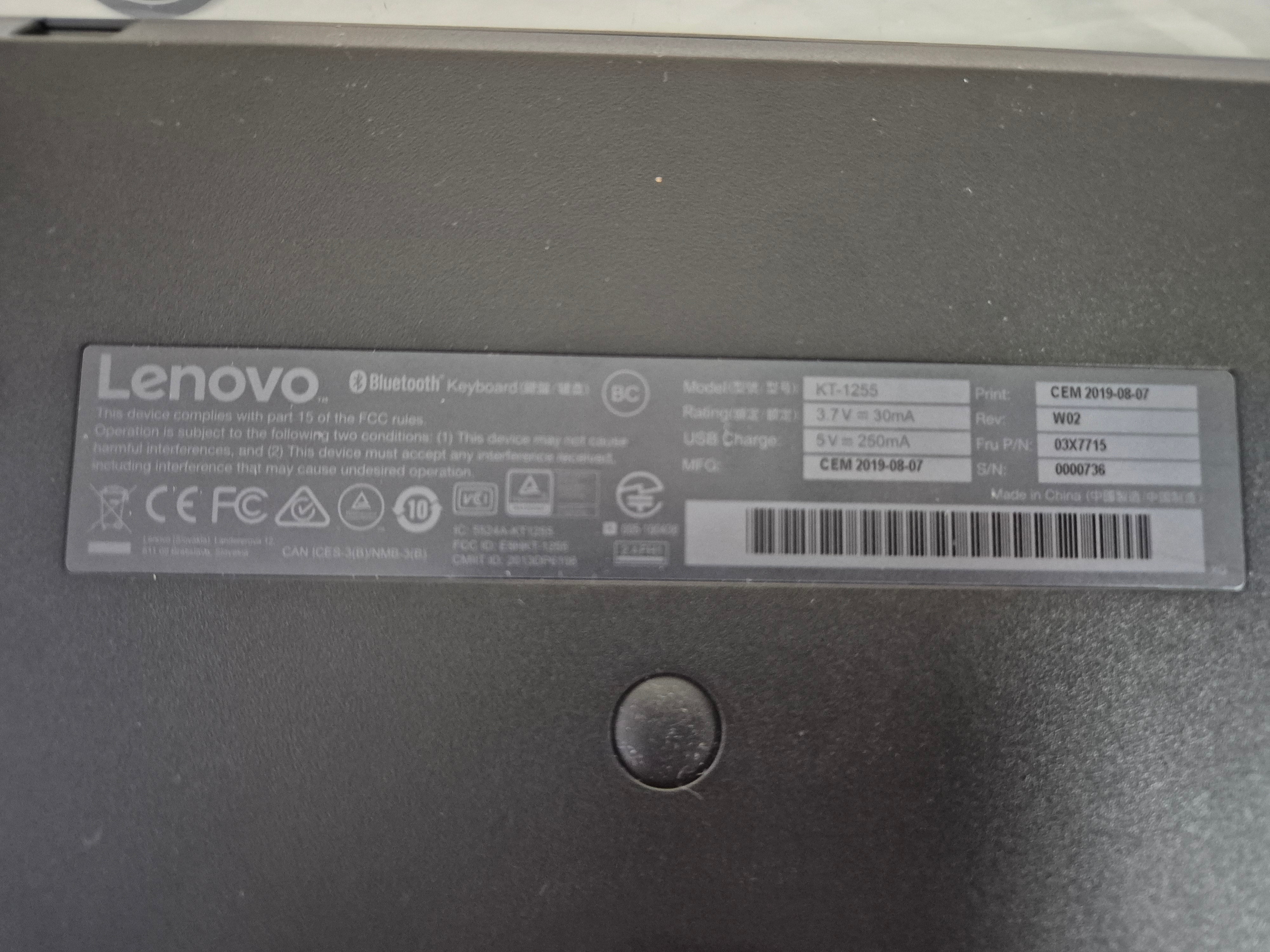 Lenovo KT-1255 ThinkPad Compact Bluetooth Keyboard w/ trackpoint - Spanish ( 4Y40U90594 03X7715 ) USED
