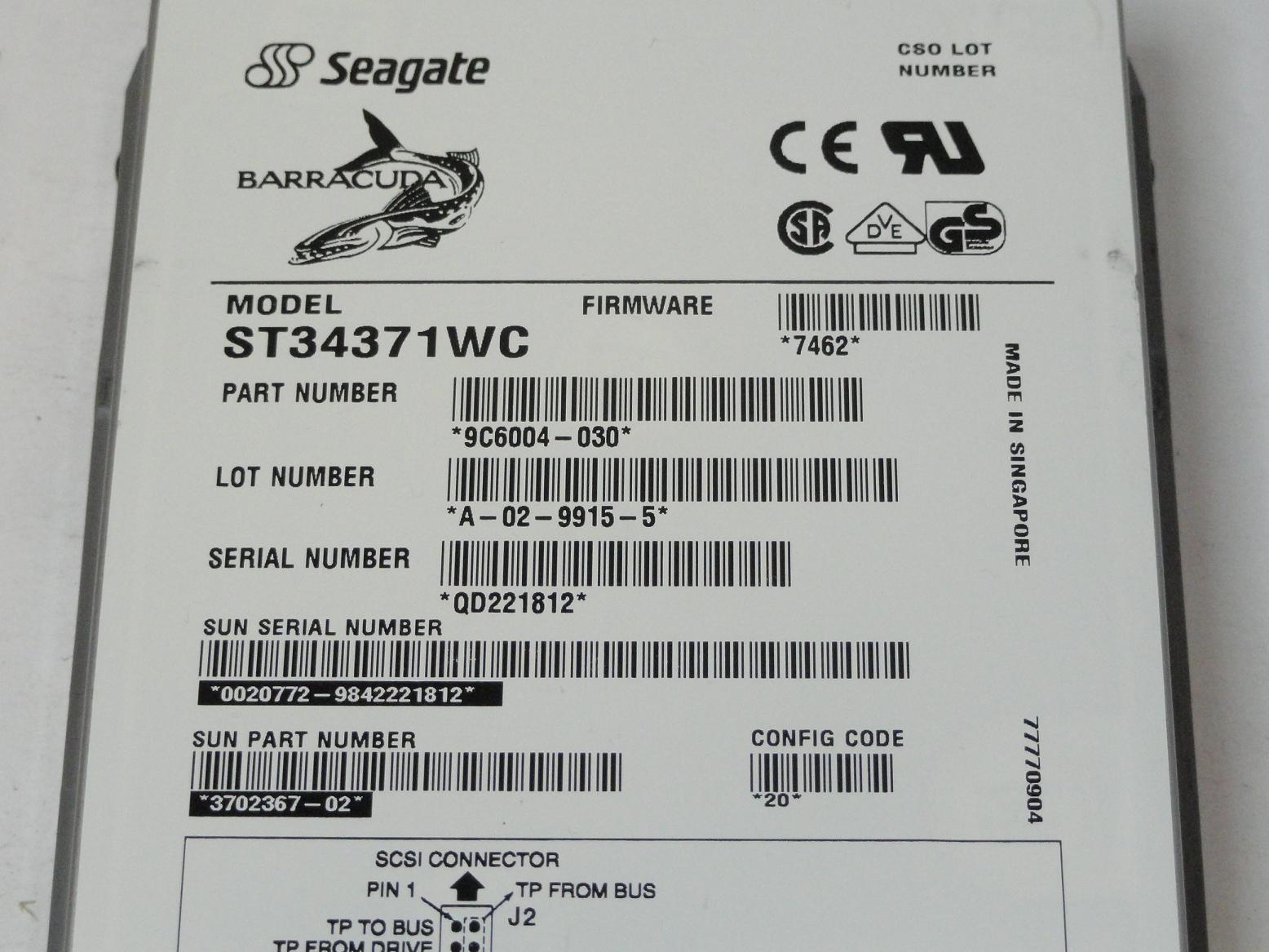 PR12918_9C6004-030_Seagate Sun 4.3GB SCSI 80 Pin 7200rpm 3.5in HDD - Image4