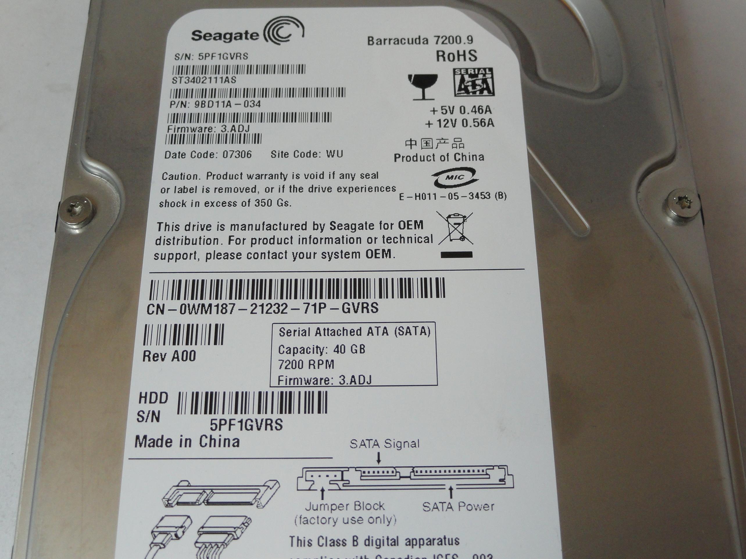 PR22755_9BD11A-034_Seagate Dell 40Gb SATA 7200rpm 3.5in HDD - Image2