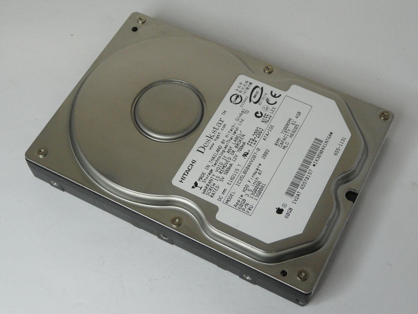 Hitachi Apple 61.4GB IDE 7200rpm 3.5in HDD ( 13G0080 IC35L060AVV207-0 13G0081 655-1131 655T0157 ) REF