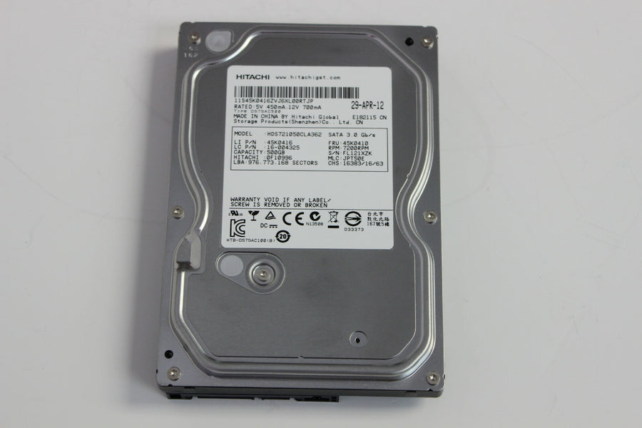 Hitachi IBM 500GB SATA 7200rpm 3.5in HDD ( 0F10996 HDS721050CLA362 45K0410 45K0416 ) REF