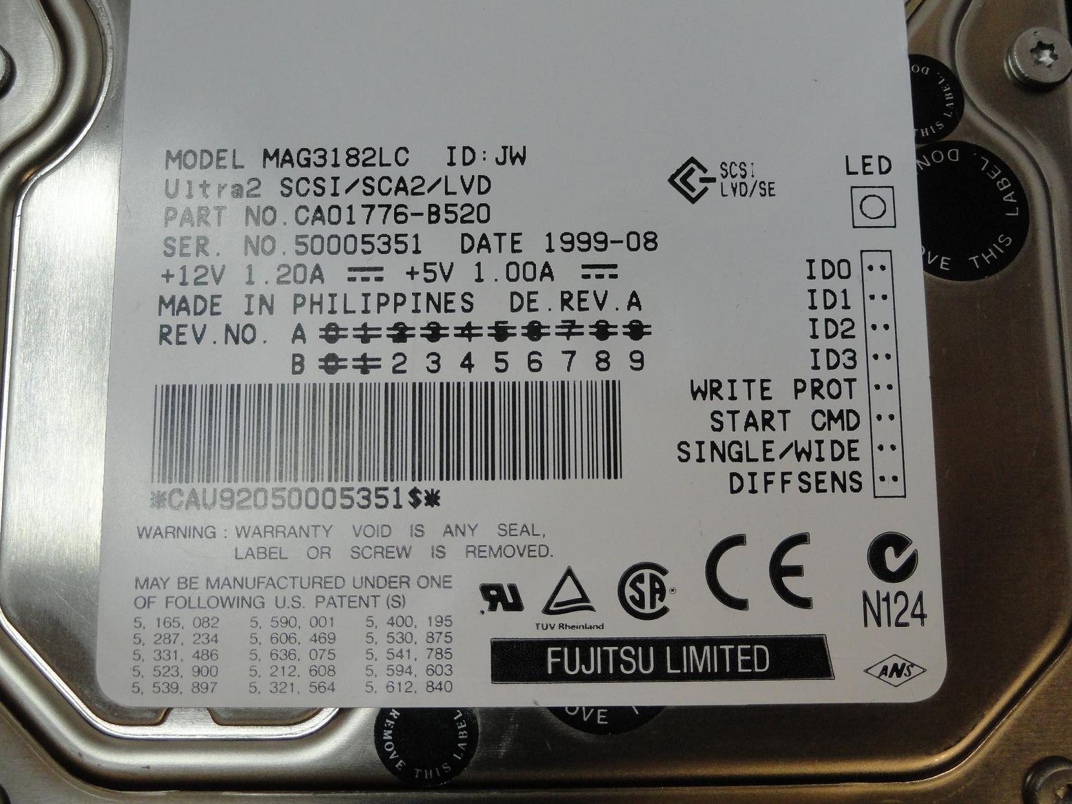PR24240_CA01776-B520_Fujitsu 18GB SCSI 80 Pin 10Krpm 3.5in HDD - Image3