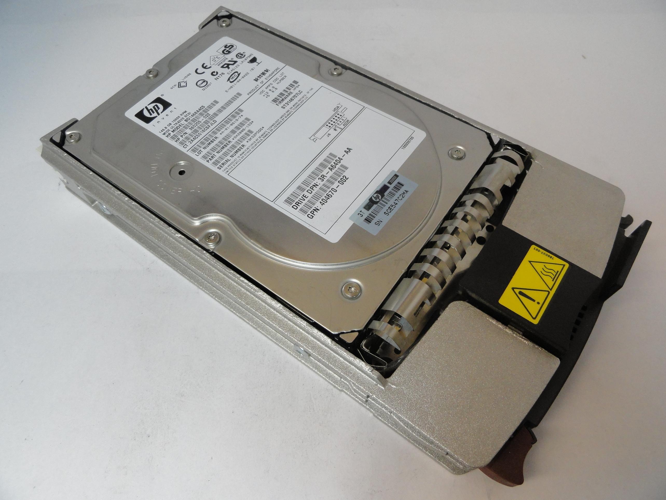 Seagate HP 146.8Gb SCSI 80 Pin 10Krpm 3.5in HDD ( 9X2006-153 ST3146707LC 360205-002 BD1468A4C5 3R-A6404-AA 404670-002 404708-001 ) REF