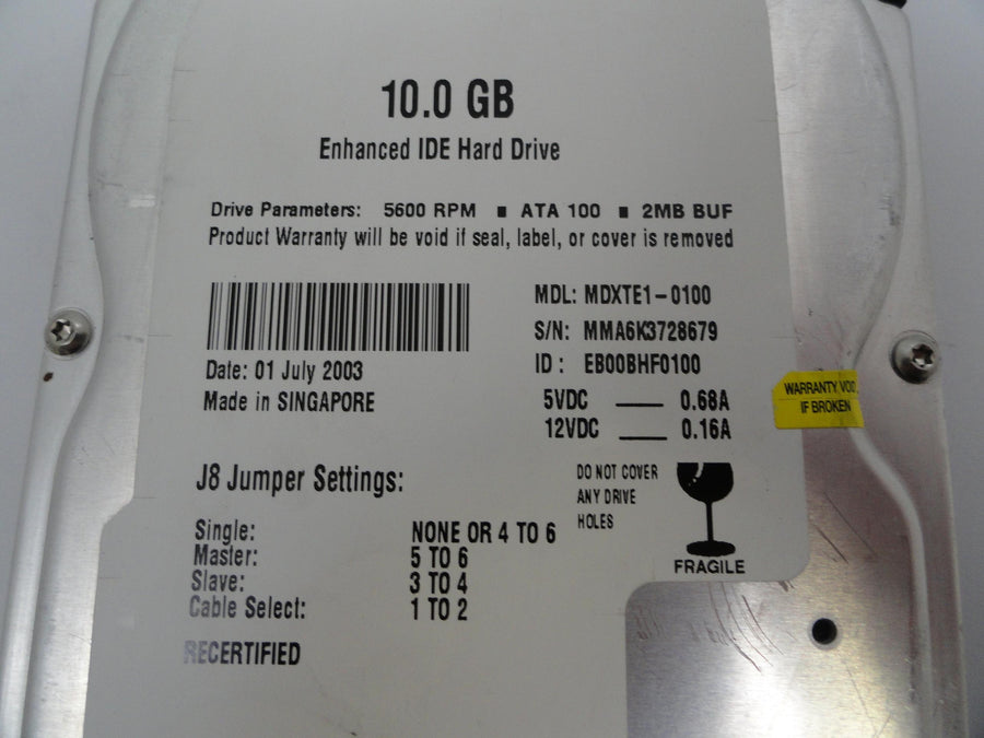 MDXTE1-0100 - Western Digital 10Gb IDE 5600rpm 3.5in HDD - Refurbished