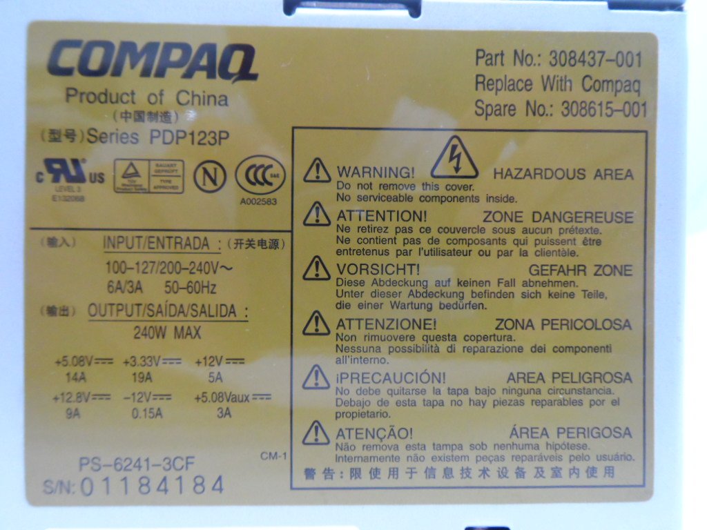 PR19886_308437-001_Compaq 240W 100-240V Power Supply Unit - Image4
