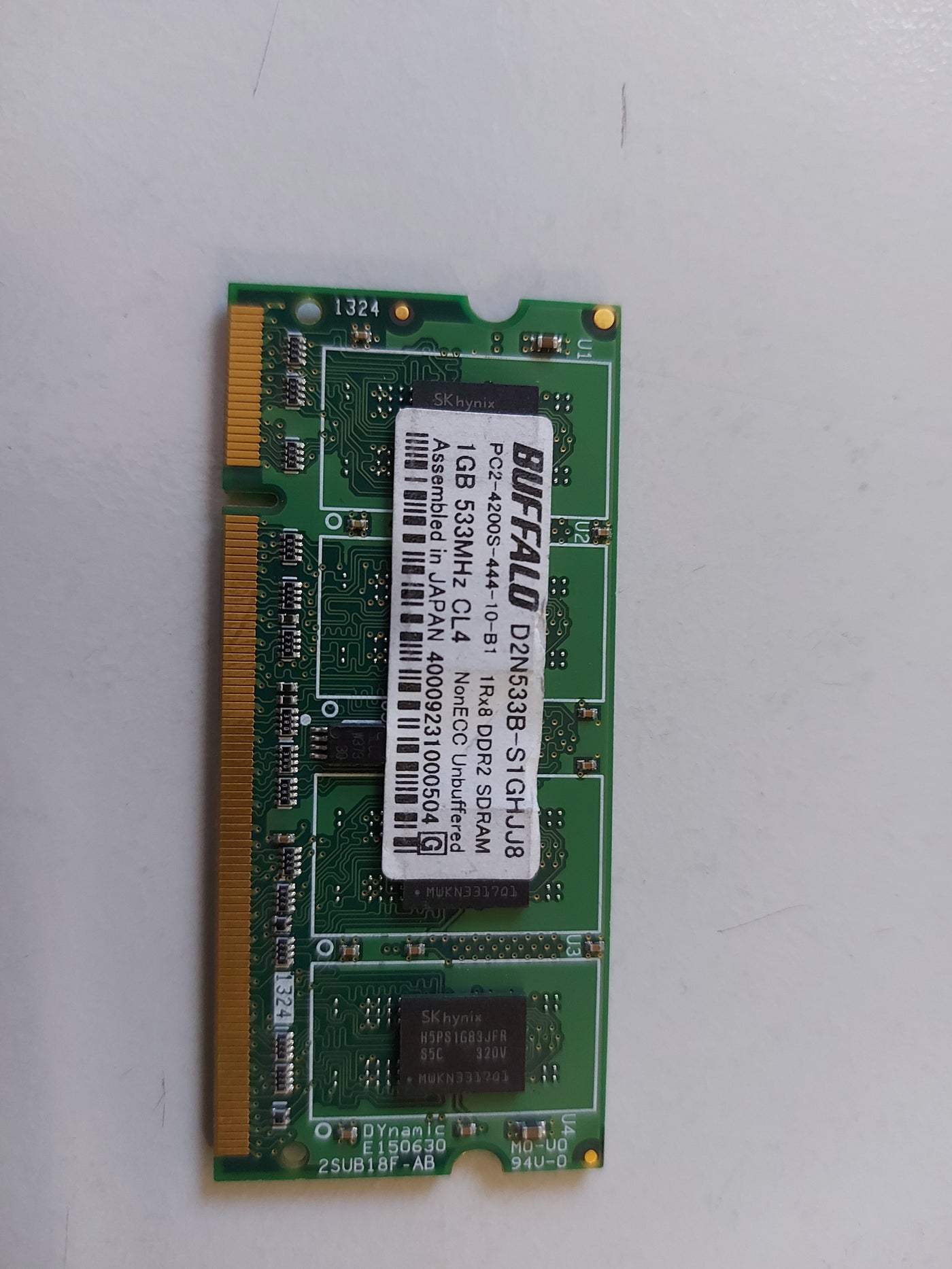 Buffalo 1GB 533MHz CL4 nonECC unbuffered PC24200 DDR2 SODIMM D2N533B-S1GHJJ8